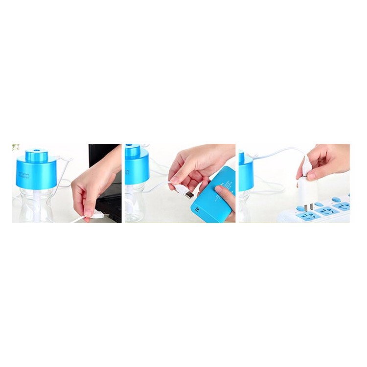 Mini USB Water Bottle Cap Humidifier Air Purifier Mist Maker - Pink-9