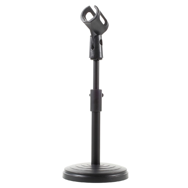Height Adjustable Desk Microphone Stand Plastic Base with Mic Clip - Black-4
