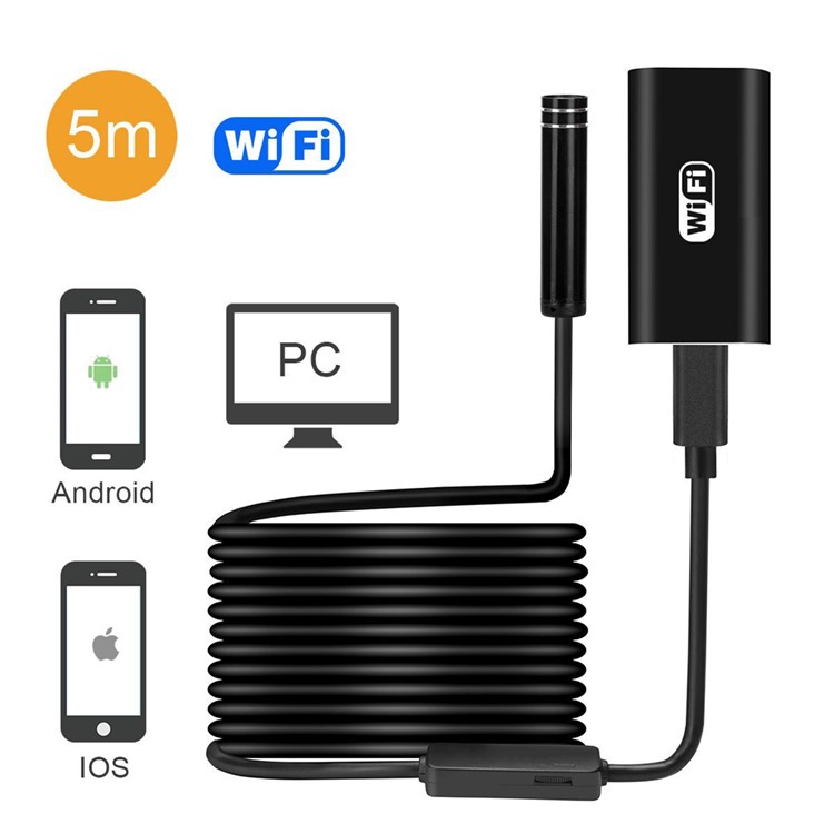 2.0MP Wireless Endoscope WiFi Borescope Video Inspection Camera for iOS and Android Phones - Black-1