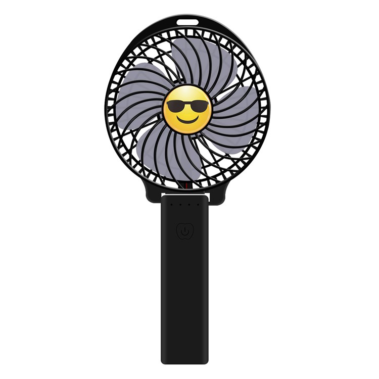 Emoji Portable USB Cooling Fan 3 Adjustable Speeds Handheld Fan - Black / Smiling Face With Sunglasses-1