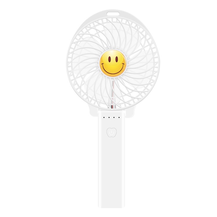 Funny Emoji Mini Handheld Summer Cooling Fan with 3 Adjustable Speeds - White / Smile-1
