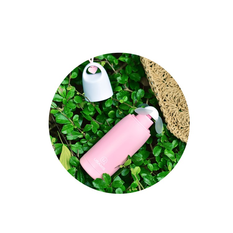 USAMS US-ZB022 Mini Portable Power Bank Bottle Shape Handheld Fan - Pink-2