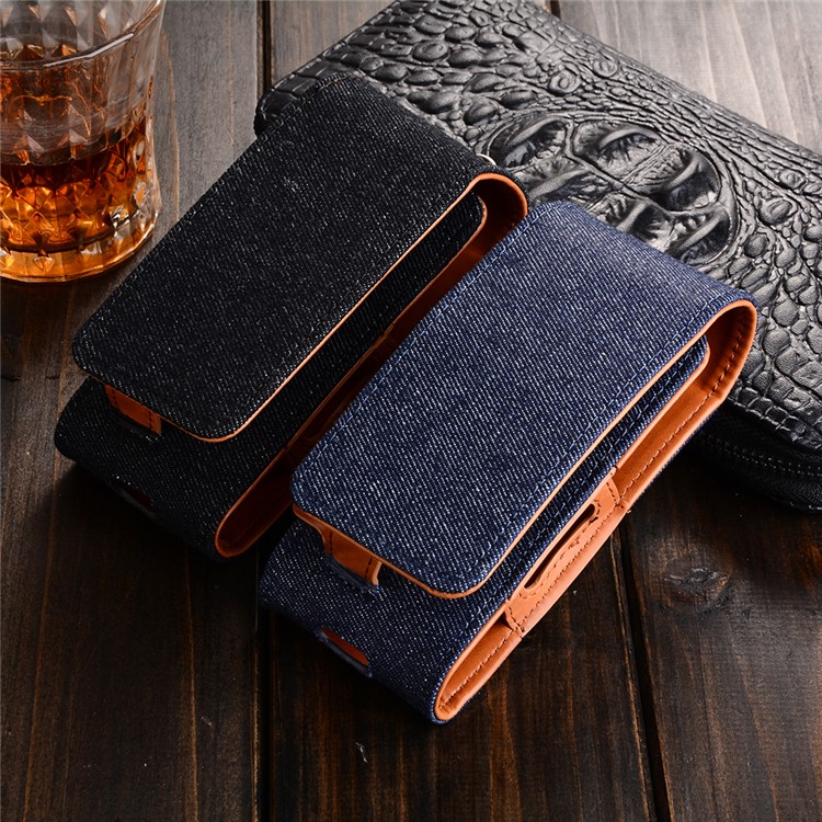 Jean Cloth Vertical Flip Cover Holder Case for IQOS Electronic Cigarette - Black-7