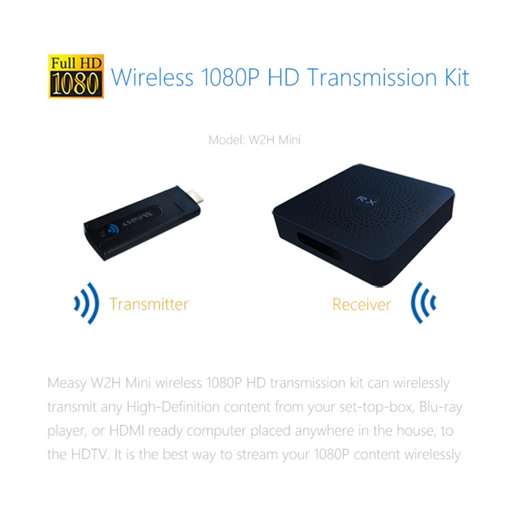 MEASY W2H Mini Wireless HDMI Video Transmitter and Receiver HD 1080P - US Plug-4