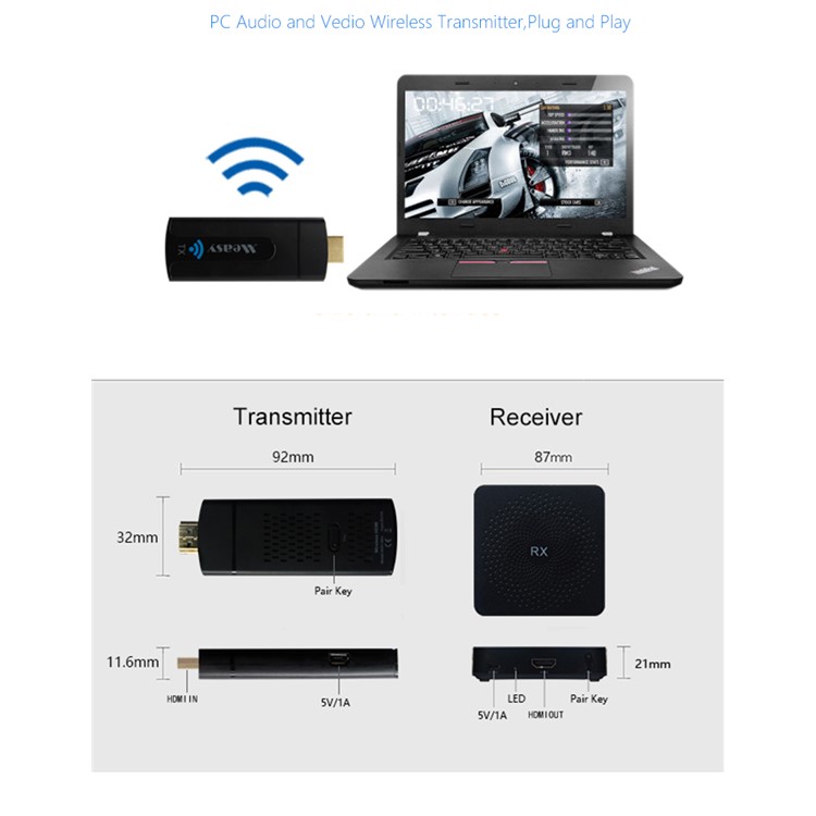 MEASY W2H Mini Wireless HDMI Video Transmitter and Receiver HD 1080P - US Plug-5