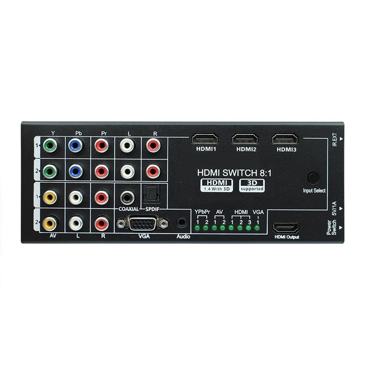 H18 Multi-Functional HDMI Audio Extractor with 8 Inputs to 1 HDMI Output - US Plug-1