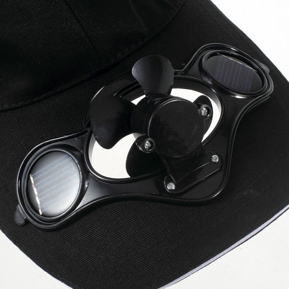Solar Energy Powered Mini Fan Mounted Golf / Baseball Sports Hat - Black-3