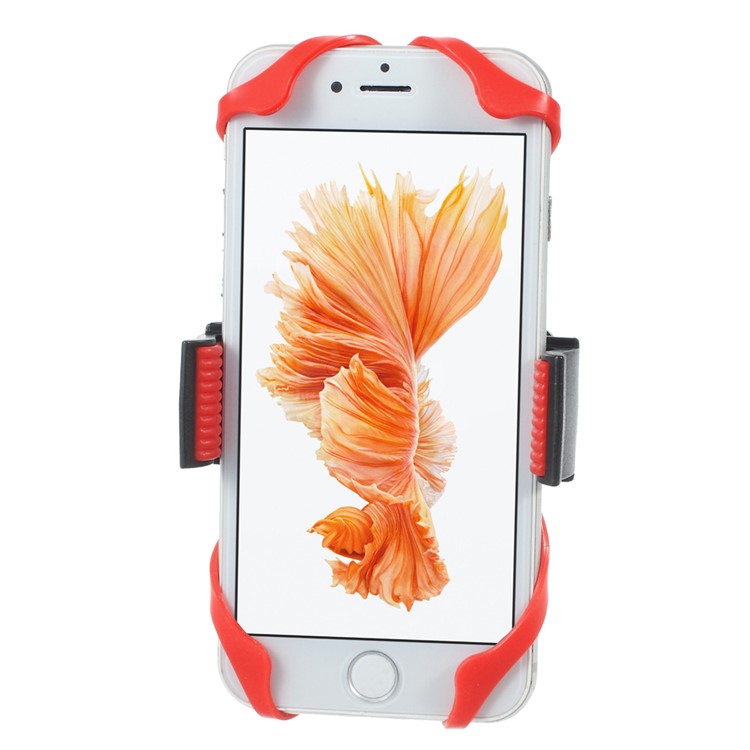 Suporte de montagem de guiador de bicicleta com correia de ligação de borracha para iPhone 6s Plus / Galaxy Note5 Etc - vermelho-4