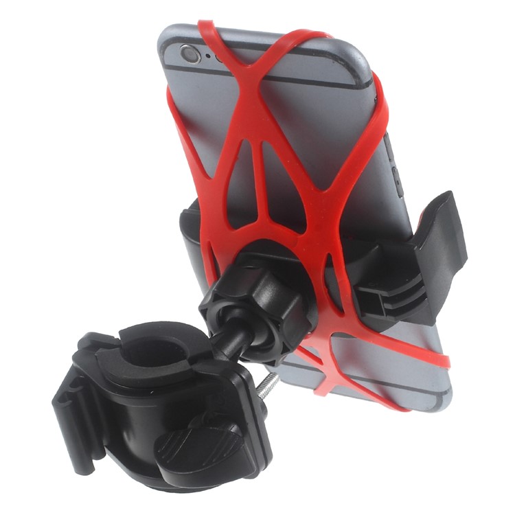 Suporte de montagem de guiador de bicicleta com correia de ligação de borracha para iPhone 6s Plus / Galaxy Note5 Etc - vermelho-5