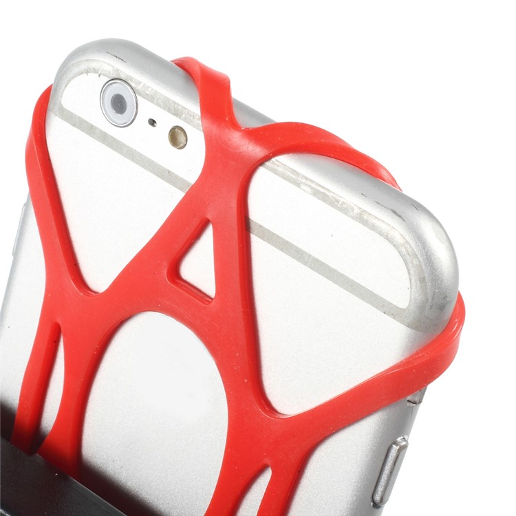 Suporte de montagem de guiador de bicicleta com correia de ligação de borracha para iPhone 6s Plus / Galaxy Note5 Etc - vermelho-6