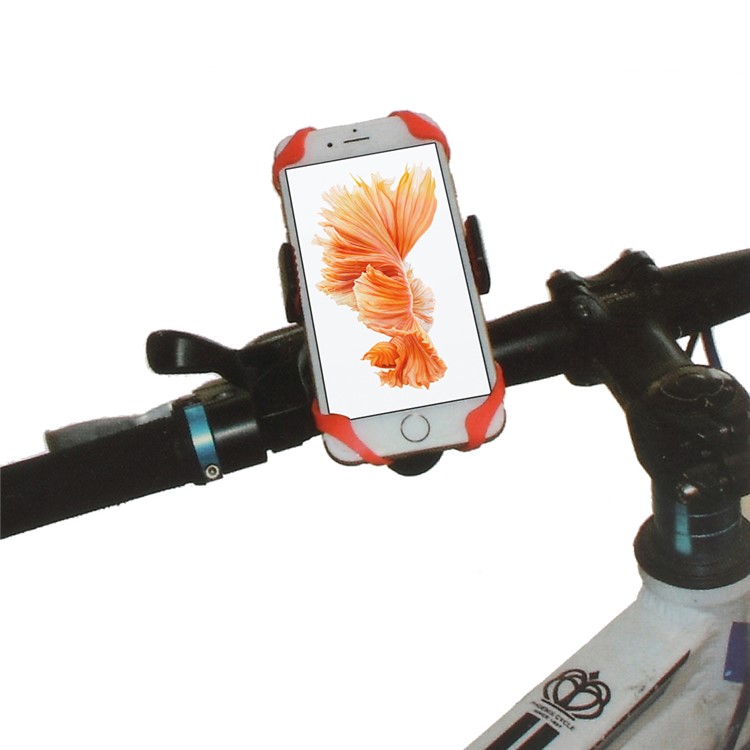 Suporte de montagem de guiador de bicicleta com correia de ligação de borracha para iPhone 6s Plus / Galaxy Note5 Etc - vermelho-8