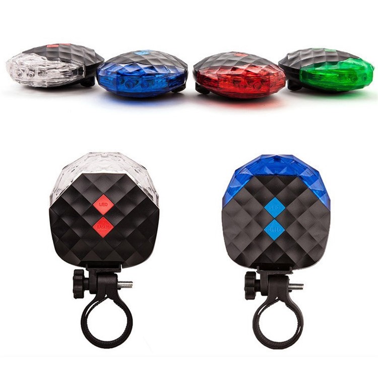 Bicycle Bike Cycling Laser LED Tail Light Back Safety Warning Alarm Rear Light Laser Lane - Red / Starry Sky Lights-6