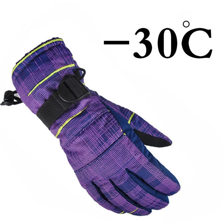 Warm Full-finger Windproof Skiing Cycling Gloves Thickened Warm Cycling Mittens - Purple / M-1
