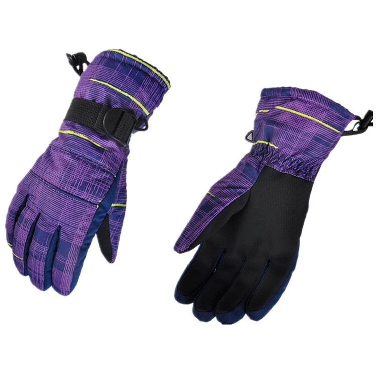 Warm Full-finger Windproof Skiing Cycling Gloves Thickened Warm Cycling Mittens - Purple / M-3
