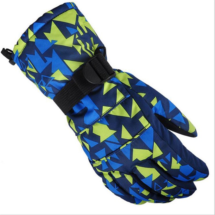 Thick Winter Riding Skiing Gloves Full Finger Waterproof Wind-proof Gloves for Adults - Geometric Pattern, Size: L-4