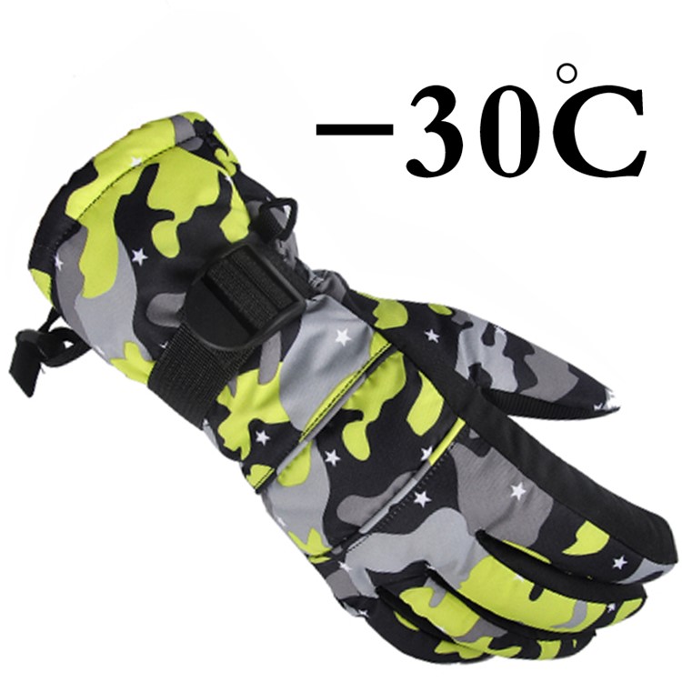 Thick Winter Outdoor Gloves Full Finger Waterproof Wind-proof Riding Skiing Gloves for Adults - Camouflage, Size: L-1