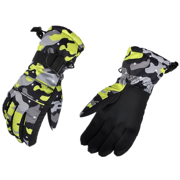 Thick Winter Outdoor Gloves Full Finger Waterproof Wind-proof Riding Skiing Gloves for Adults - Camouflage, Size: L-3