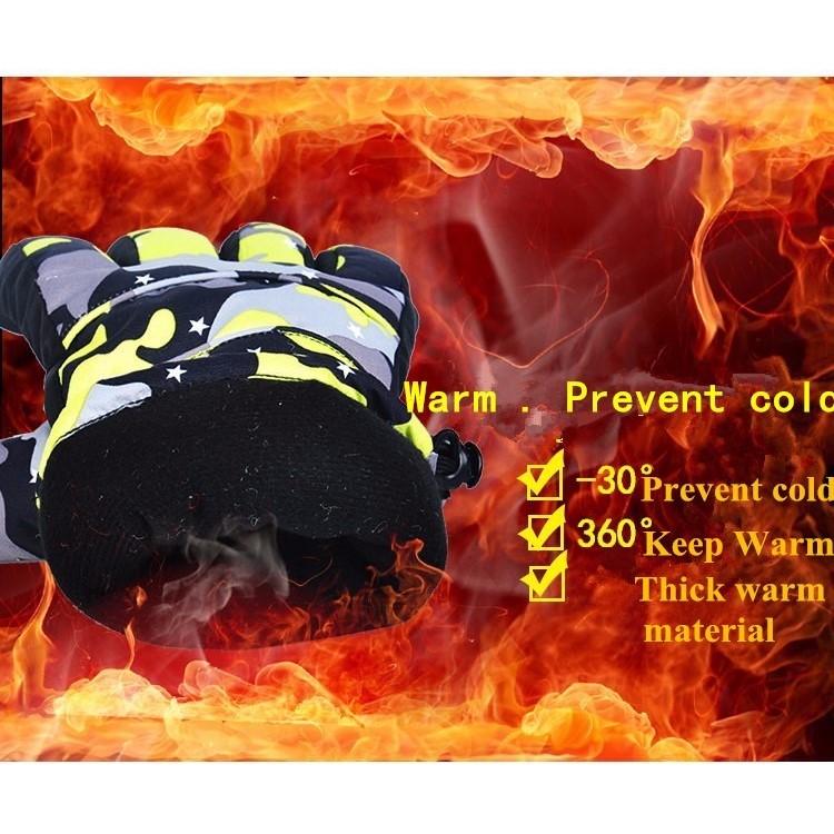 Thick Winter Outdoor Gloves Full Finger Waterproof Wind-proof Riding Skiing Gloves for Adults - Camouflage, Size: L-6