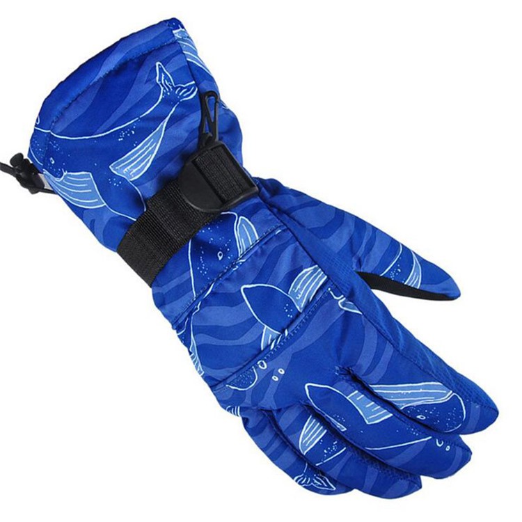 Adults' Thick Winter Riding Skiing Full Finger Outdoor Gloves Waterproof Wind-proof Gloves - Whale Pattern, Size: L-1