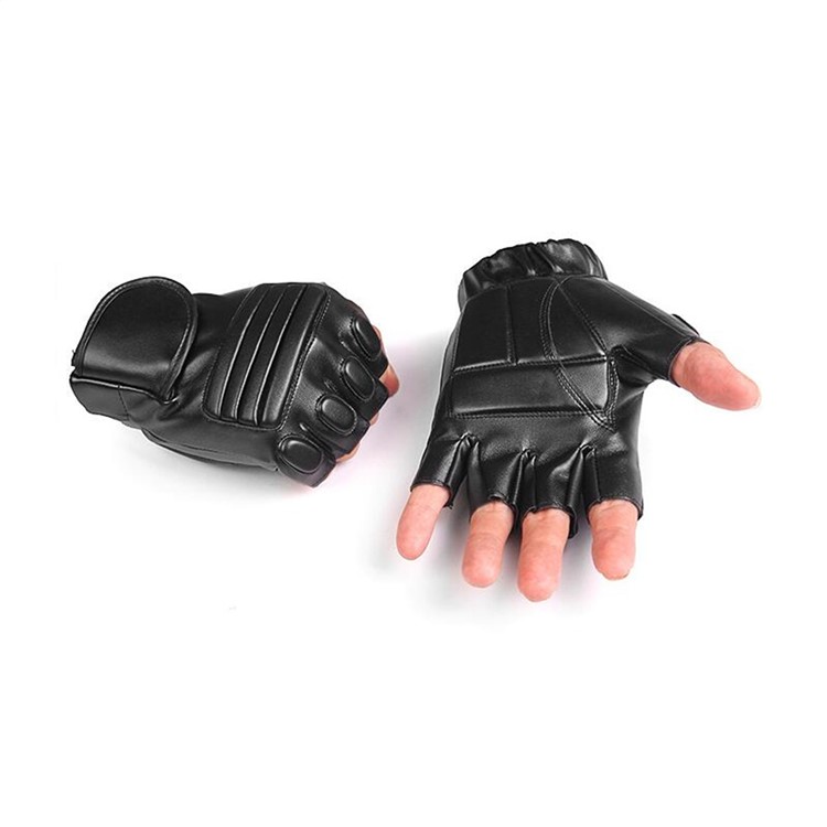 1 Pair of CTSMART 008 Half-finger PU Leather Gloves Cycling Climbing Sports Gloves - Black-5