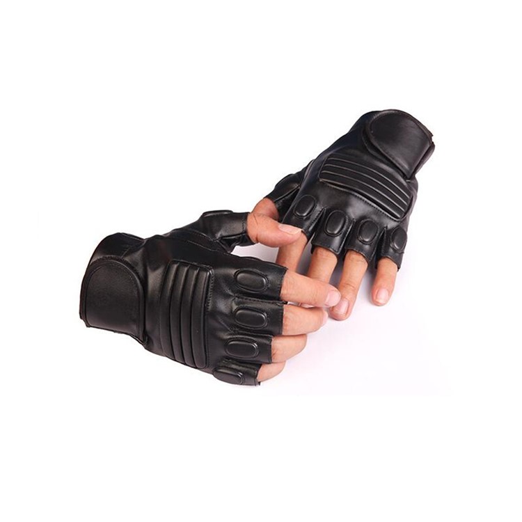 1 Pair of CTSMART 008 Half-finger PU Leather Gloves Cycling Climbing Sports Gloves - Black-6