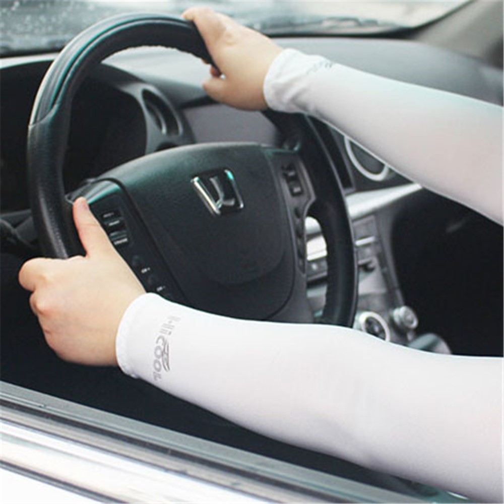 AOTU AT9023 Cycling Sleeves Cool Armwarmers Sleeves Arm Warmer UV Protection - White-2