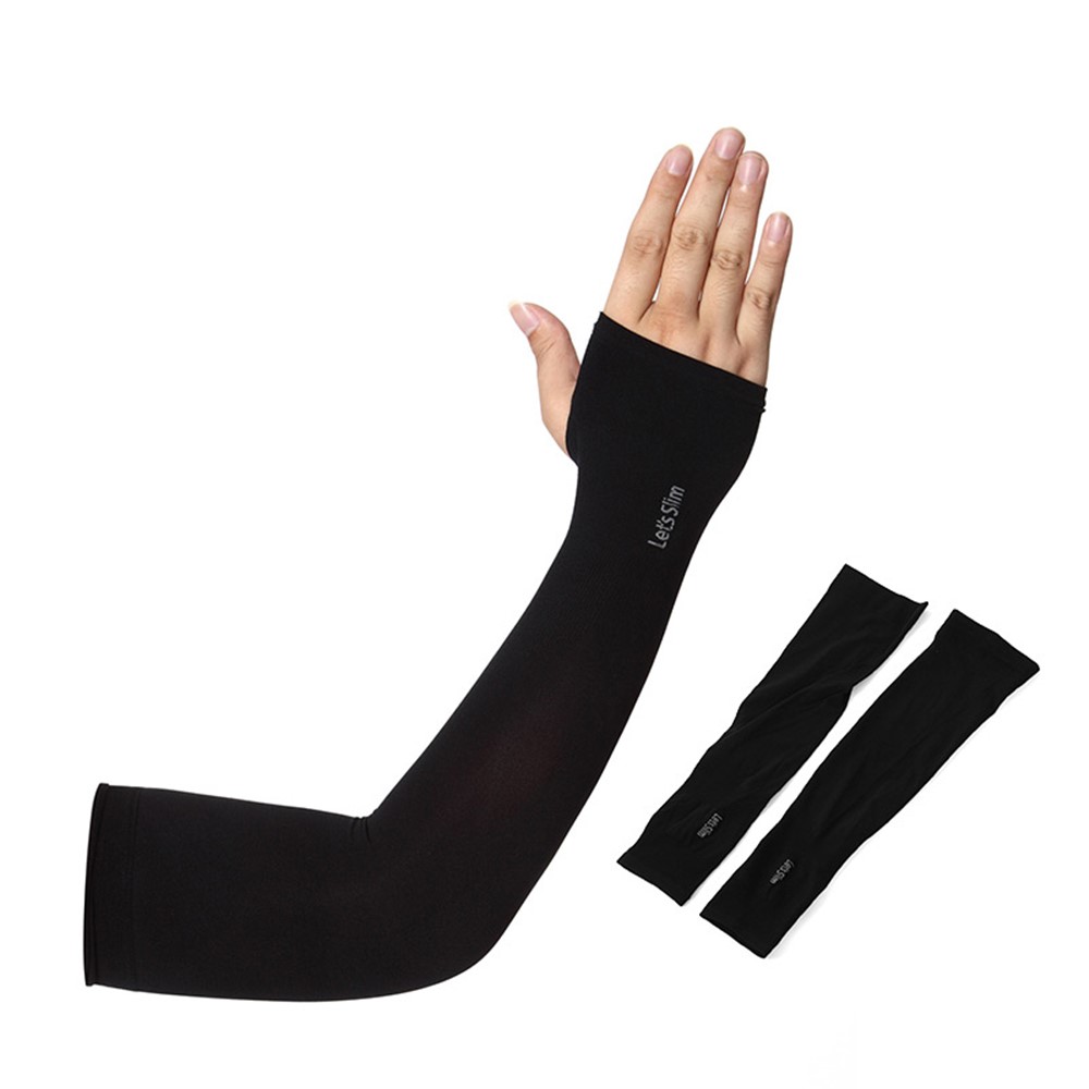 AOTU AT9038-1 1 Pair Cooling Sun Arm Sleeves UV Protection Sport Cycling Golf Long Sleeves - Black-1