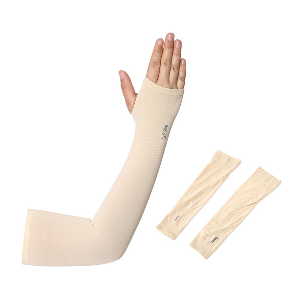 AOTU AT9038-1 1 Pair Sport Cycling Golf Long Sleeves Cooling Sun Arm Sleeves UV Protection - Yellow-1