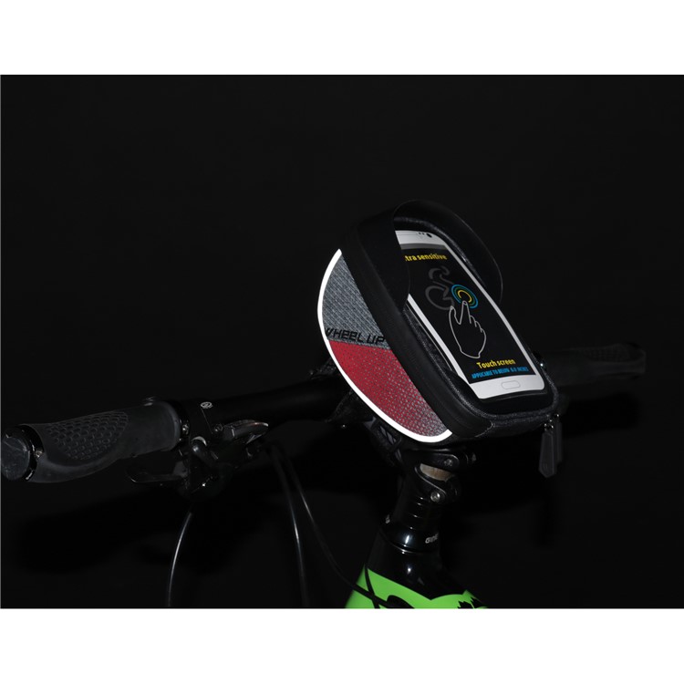 WHEEL UP 6-inch Nylon Cycling Bag Waterproof Touch Screen Phone Bag - Red-12