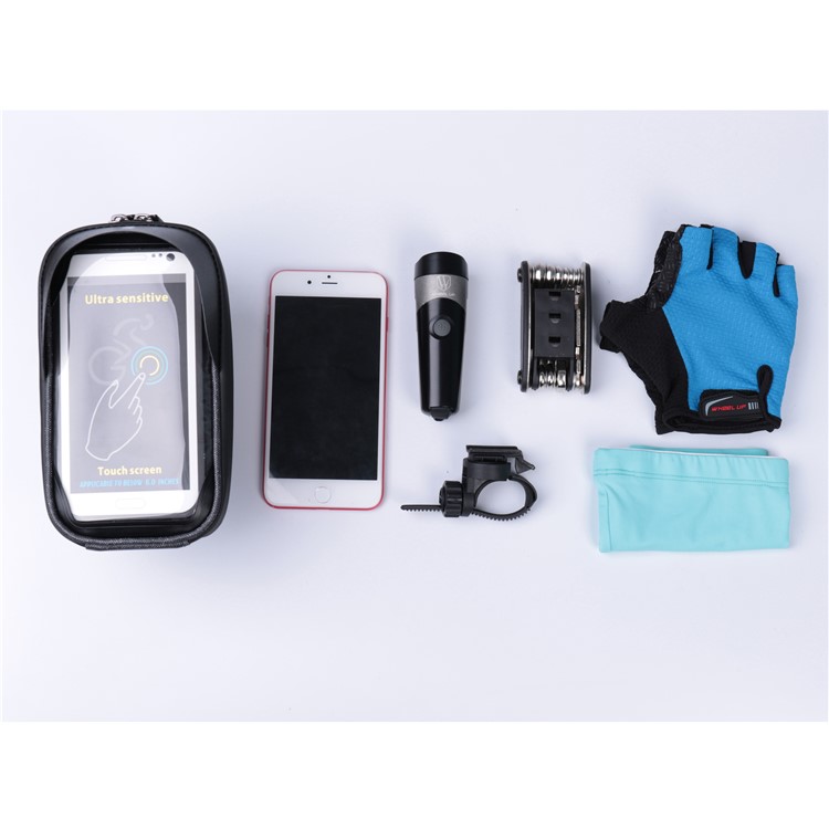 WHEEL UP Cycling Bag Waterproof Touch Screen Bike Tube Bag Phone Storage Bag for iPhone X/8/7 etc. - Black-4