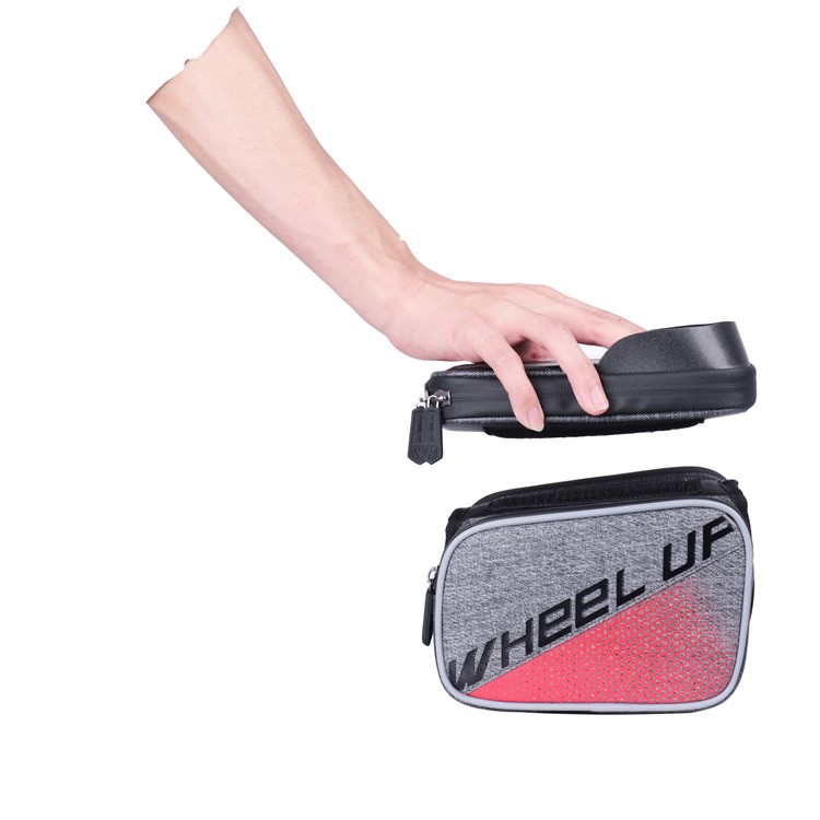 WHEEL UP Bike Waterproof Front Tube Frame Bag Nylon Reflective Bag with 6 inch Touch Screen Cycling Phone Case for iPhone X/8/7 etc. - Red-4