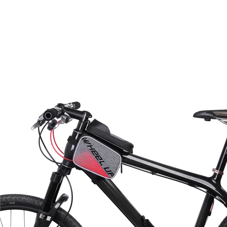 WHEEL UP Bike Waterproof Front Tube Frame Bag Nylon Reflective Bag with 6 inch Touch Screen Cycling Phone Case for iPhone X/8/7 etc. - Red-9