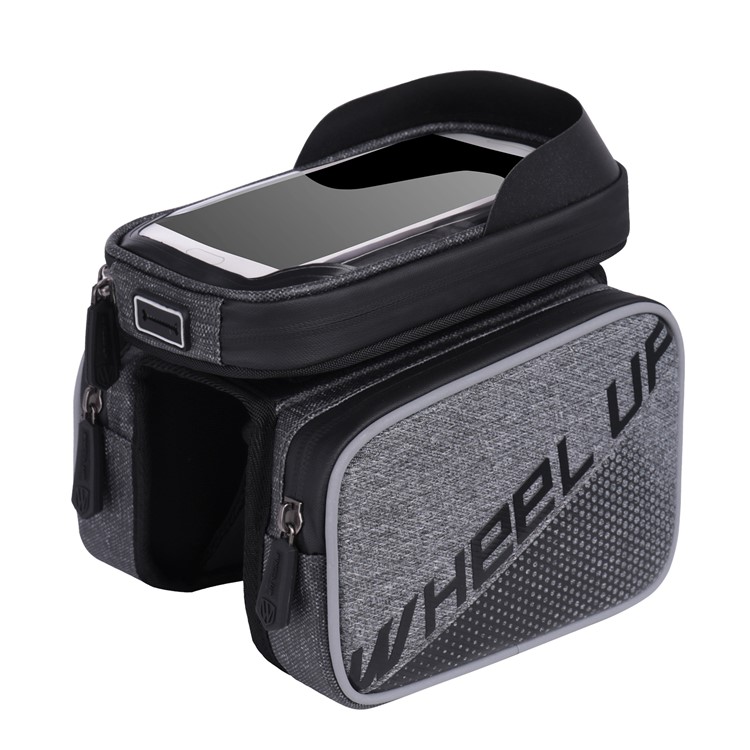 RUOTE Sella Per Bicicletta Impermeabile Anteriore Con Telaio Tubolare Borsa In Nylon Riflettente Con Custodia Da 6 Pollici Per Cellulare - Nero-1