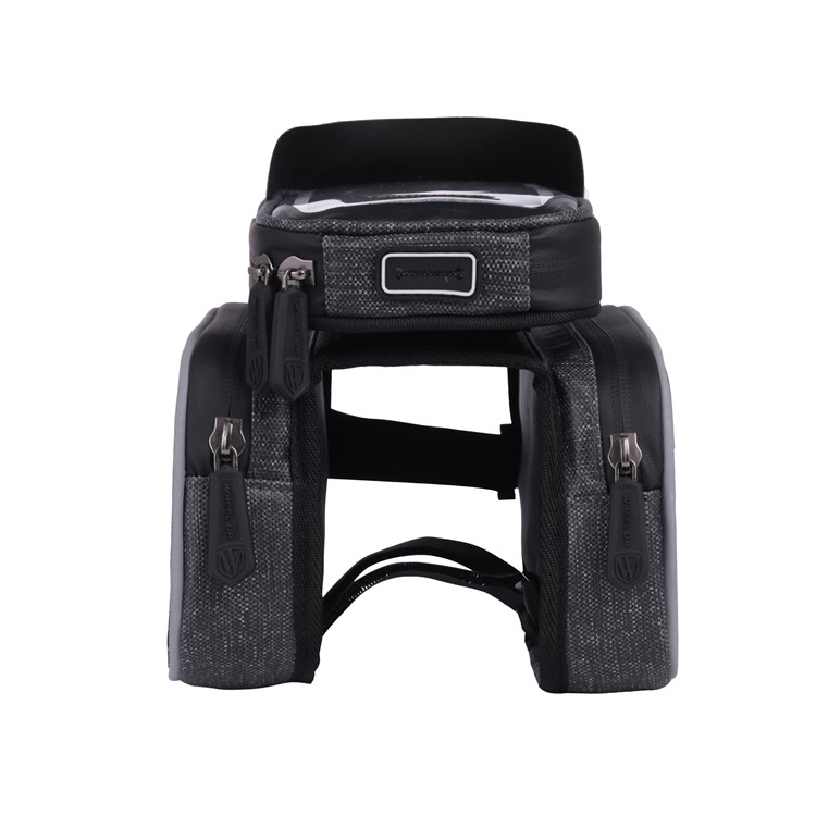 RUOTE Sella Per Bicicletta Impermeabile Anteriore Con Telaio Tubolare Borsa In Nylon Riflettente Con Custodia Da 6 Pollici Per Cellulare - Nero-7