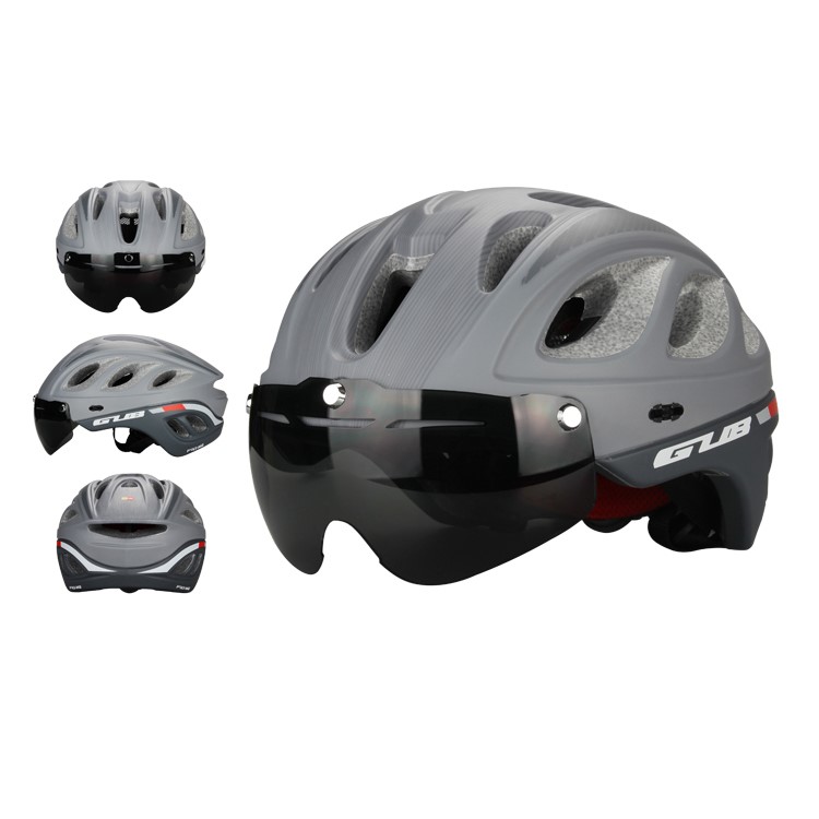GUB M6 Unisex Mountain Road Bicycle Bike Protective Helmet with Lens and Visor, Head Size: 57-61cm - Grey-1