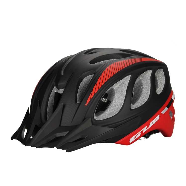 GUB M6 Mountain Road Bicycle Protective Helmet with Lens and Visor, Head Size: 57-61cm - Black / Red-2