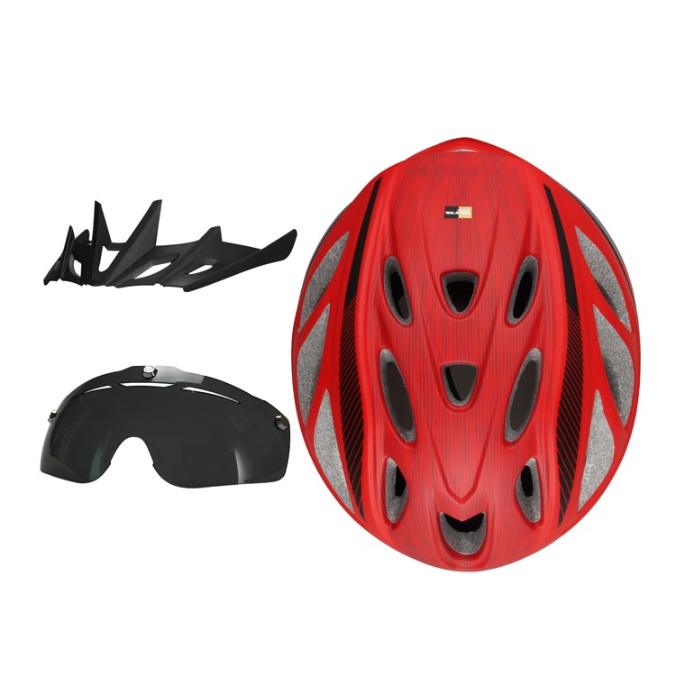 Casco De La Protección De La Bicicleta Del Camino De La Montaña De GUB M6 Con La Lente Y El Visera, Tamaño De La Cabeza: Los 57-61cm - Rojo-4