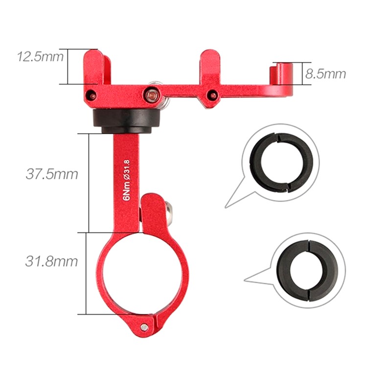 GUB PLUS 6 Cell Phone Holder Aluminum Alloy Bike Mount Handlebar Holder Mount, Clamp Size: 55-100mm – Red-5