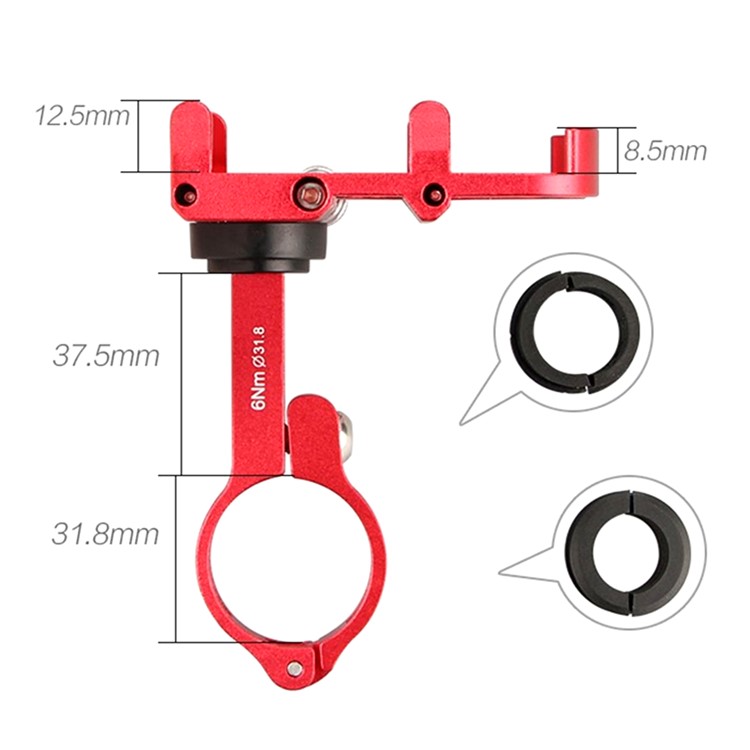 GUB Plus 6 Porta Cellulare Alluminio Mount Bike Mount Hand Handlebar Funte, Dimensione Del Morsetto: 55-100 Mm-rosso