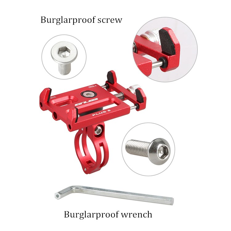 GUB PLUS 8 360-degree Rotary Aluminum Alloy Bike Handlebar Mount Holder, Clamp Size: 55-100mm - Red-7
