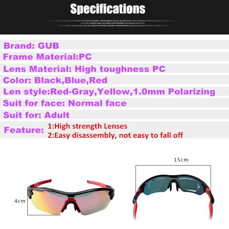 GUB 5300 Polarized Outdoor Sports Glasses Running Riding Bicycle Glasses Cycling Equipment - Red-4