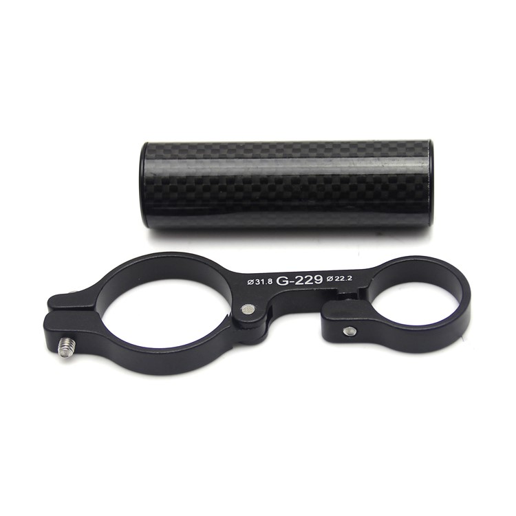 GUB 229 Aluminium Alloy Bike Handlebar Extender Flashlight Mount Bracket + 3K Carbon Fiber Tube - Black-3