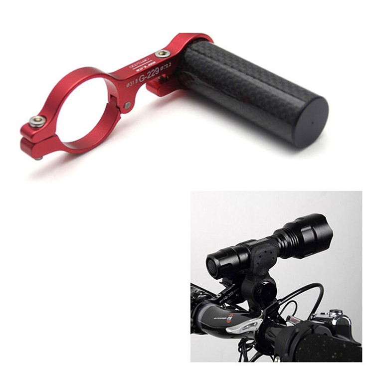 GUB 229 Aluminium Alloy Bike Handlebar Extender Stopwatch Mount Holder + 3K Carbon Fiber Tube - Red-1