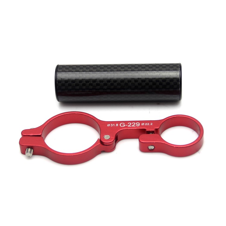GUB 229 Aluminium Alloy Bike Handlebar Extender Stopwatch Mount Holder + 3K Carbon Fiber Tube - Red-2