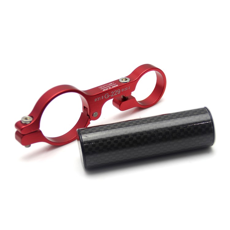 GUB 229 Aluminium Alloy Bike Handlebar Extender Stopwatch Mount Holder + 3K Carbon Fiber Tube - Red-3