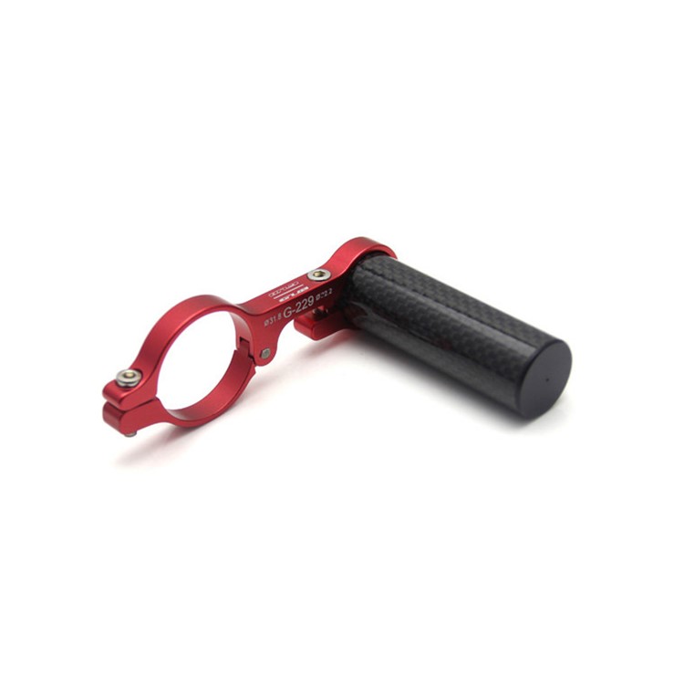 GUB 229 Aluminium Alloy Bike Handlebar Extender Stopwatch Mount Holder + 3K Carbon Fiber Tube - Red-4