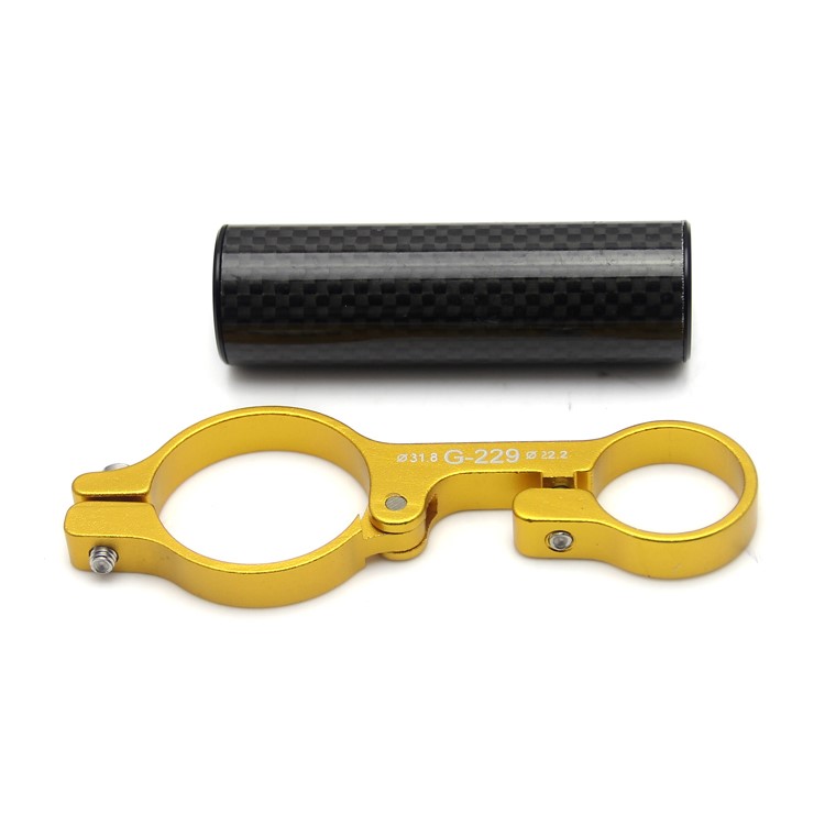 GUB 229 Aluminium Alloy Bike Handlebar Extender Stopwatch Mount Bracket + 3K Carbon Fiber Tube - Gold-2