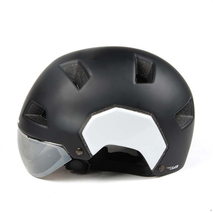 GUB V3 Motorcycle City Helmet with Lens Helmet Protector, Head Circumference: 54-58cm - Size: M / Matte Black + Jet White-3