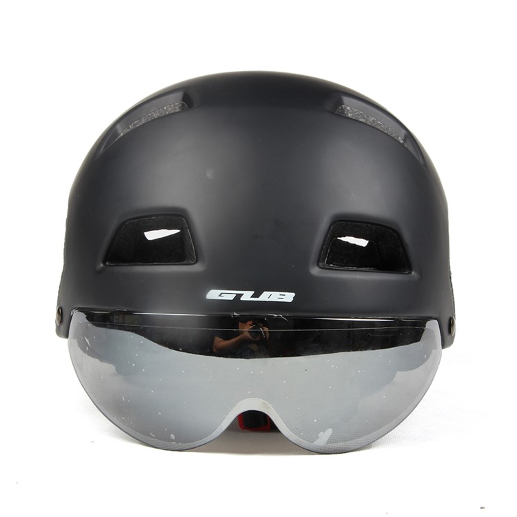 GUB V3 Motorcycle City Helmet with Lens Helmet Protector, Head Circumference: 54-58cm - Size: M / Matte Black + Jet White-5