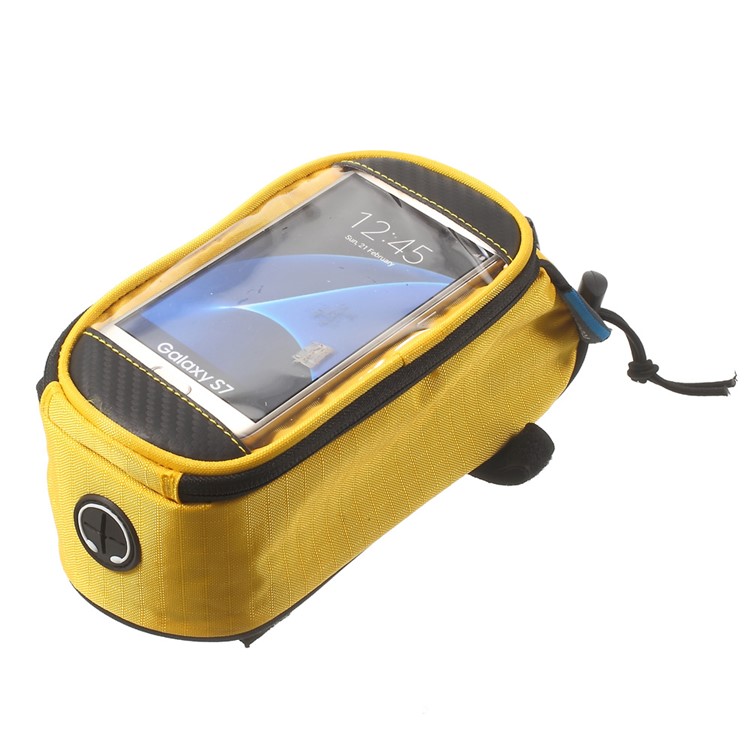 ROSWHEEL 4.8inch Bicycle Front Tube Bag for iPhone 6/6s/7/8/SE (2020)/SE (2022) (12496M) - Yellow-4